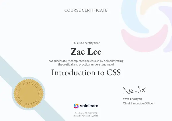 Introduction To CSS Certificate